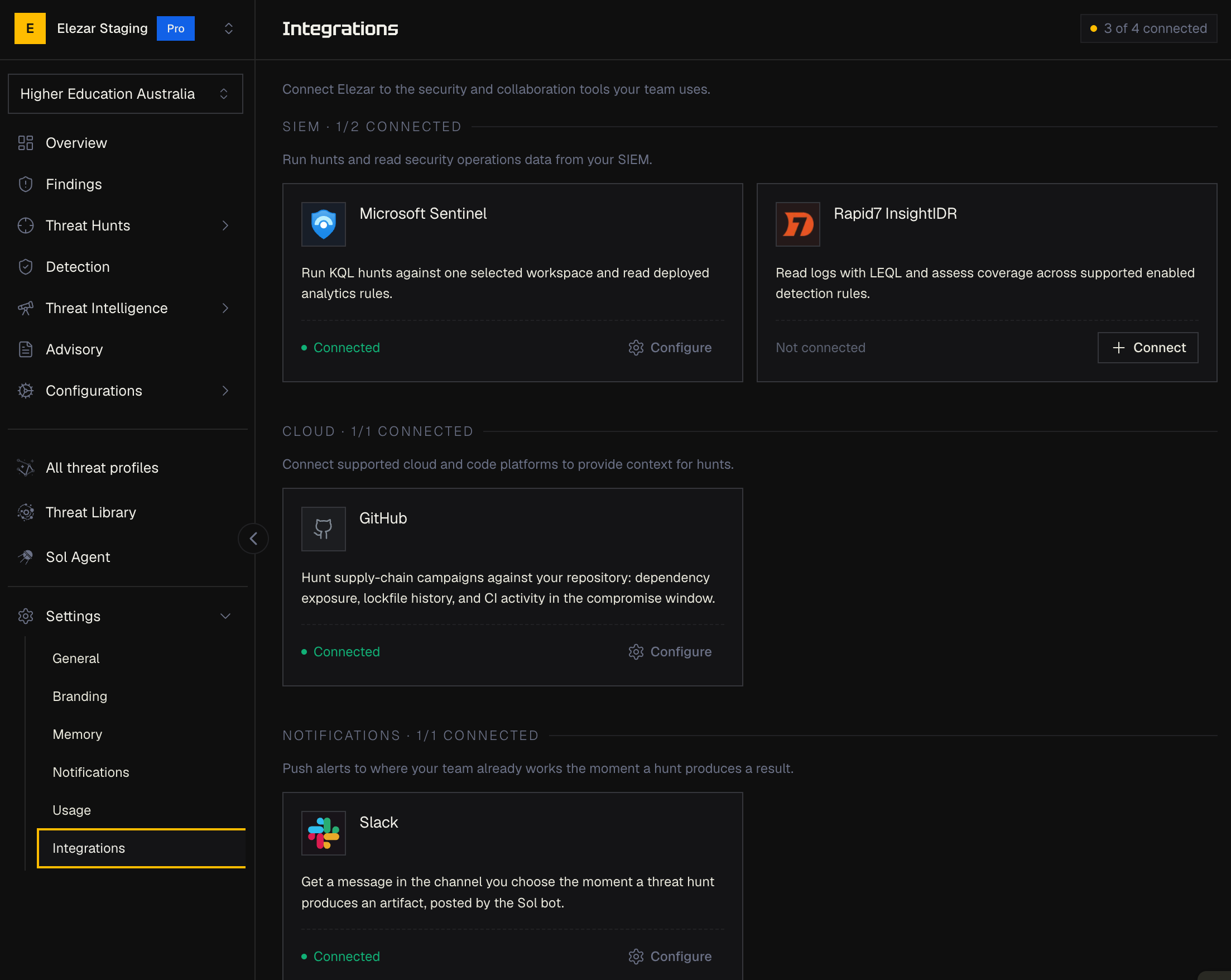 SIEM integration configuration in Elezar